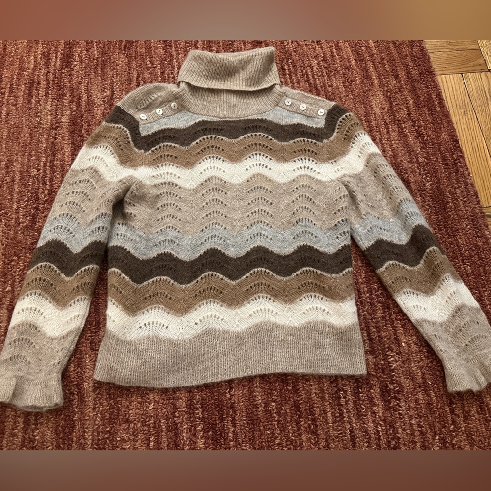 LoveShackFancy Baby Alpaca Striped Brown Sweater Size 0